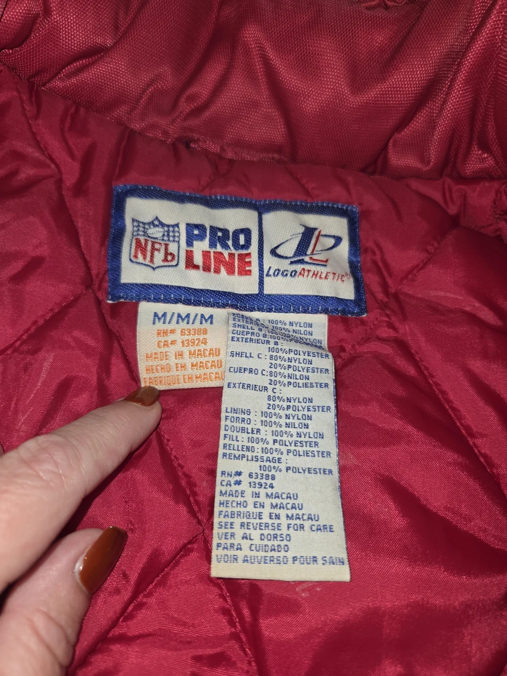 Vintage 90s San Francisco 49ers Logo Athletic Pro Line Jacket Puffer Coat Size [
